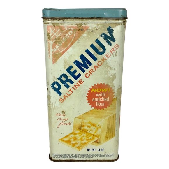 Vintage Nabisco Premium Saltine Crackers Tin Advertising Container 1969 - Picture 5 of 8